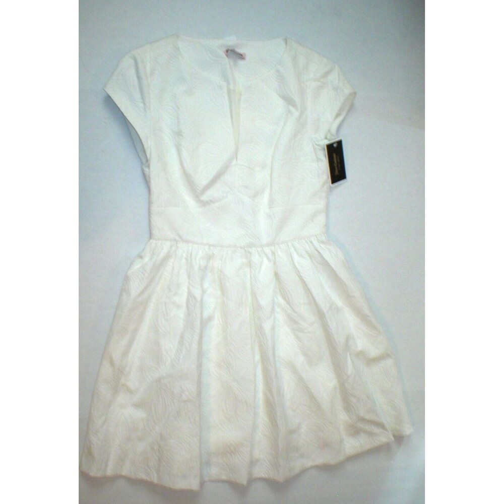 New Juicy Couture Dress Short Womens 6 NWT $198 Off White Floral Brocade Textur